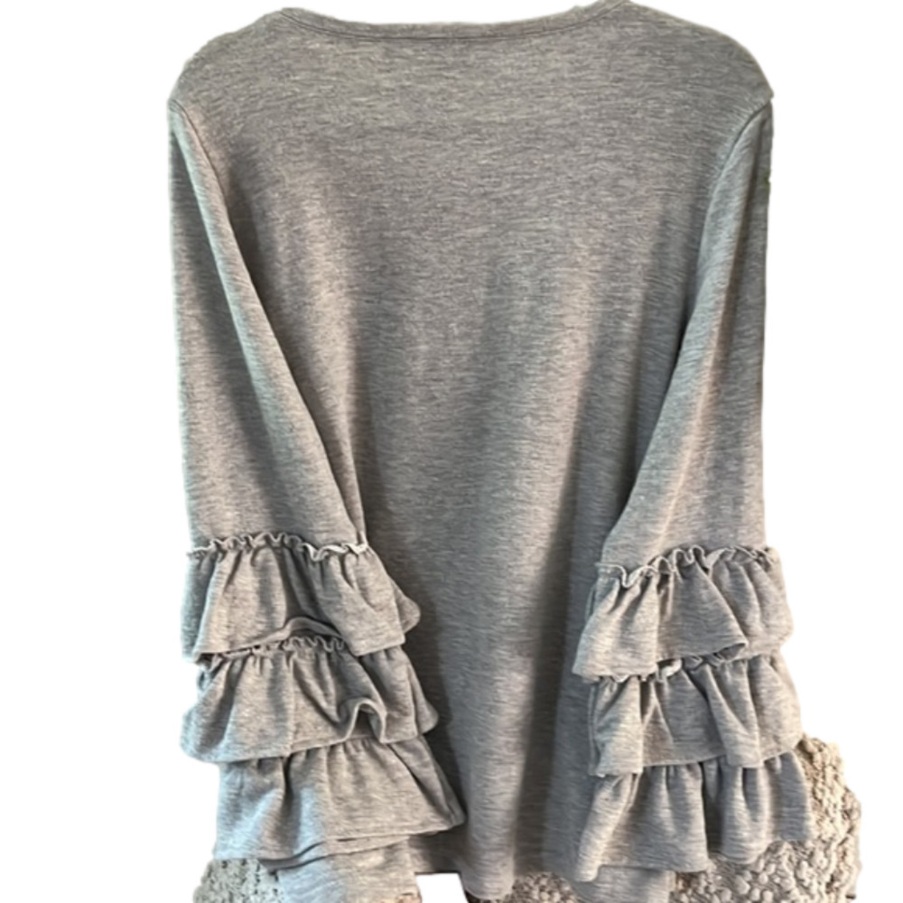 Baku grey minifield embroidered ruffled sleeve sweatshirt NEW - Picture 4 of 7